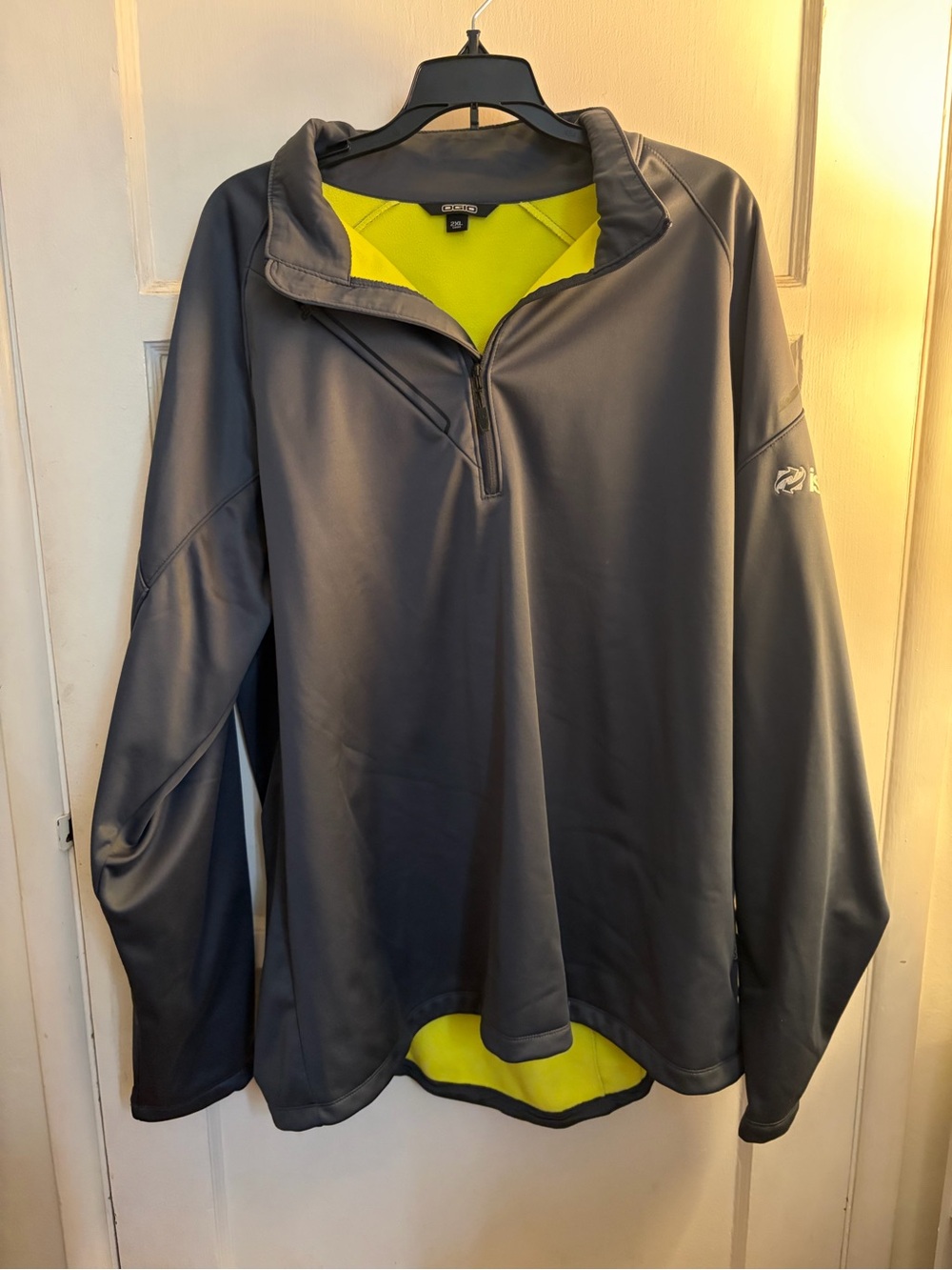 Ogio ZeroXposur Men’s Gray Quarter-Zip Pullover Jacket with Yellow Lining
